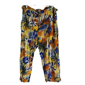 Jams World Vintage 90s Sunset Floral Cropped Elastic Tie Waist Pants Size L